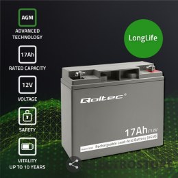 Qoltec Akumulator AGM 12V | 17Ah | max. 255A