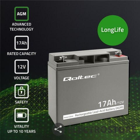 Qoltec Akumulator AGM 12V | 17Ah | max. 255A Qoltec Akumulator AGM 12V | 17Ah | max. 255A