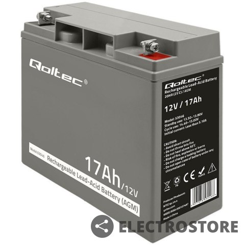 Qoltec Akumulator AGM 12V | 17Ah | max. 255A Qoltec Akumulator AGM 12V | 17Ah | max. 255A
