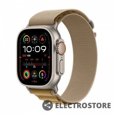 Apple Watch Ultra 2 GPS + Cellular, koperta 49 mm z tytanu w kolorze naturalnym z opaską Alpine L w kolorze beżowym Apple Watch Ultra 2 GPS + Cellular, koperta 49 mm z tytanu w kolorze naturalnym z opaską Alpine L w kolorze beżowym