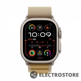 Apple Watch Ultra 2 GPS + Cellular, koperta 49 mm z tytanu w kolorze naturalnym z opaską Alpine L w kolorze beżowym