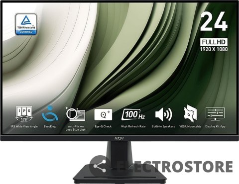 MSI Monitor 23.8 cala PRO MP245G LED/FHD/Flat/100Hz/czarny