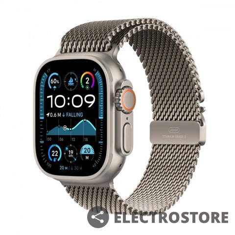 Apple Watch Ultra 2 GPS + Cellular, koperta 49 mm z tytanu w kolorze naturalnym z bransoletą mediolańską L z tytanu w kolorze natural