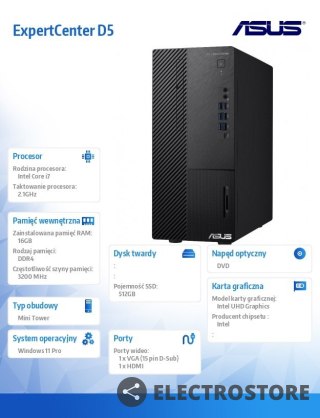 Asus Komputer ExpertCenter D5 D500ME-713700280X - i7-13700 vPro/16GB/512GB/DVD-RW/W11 PRO