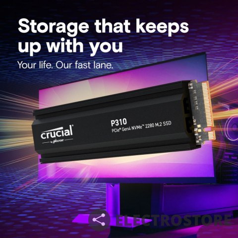 Crucial Dysk SSD P310 2TB M.2 NVMe PCIe 4.0 2280 radiator Crucial Dysk SSD P310 2TB M.2 NVMe PCIe 4.0 2280 radiator