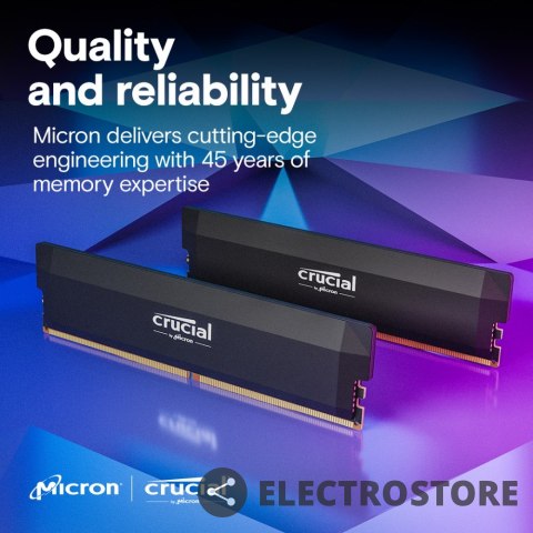 Crucial Pamięć DDR5 Pro OC 64/6400(2*32GB) CL40 czarna Crucial Pamięć DDR5 Pro OC 64/6400(2*32GB) CL40 czarna