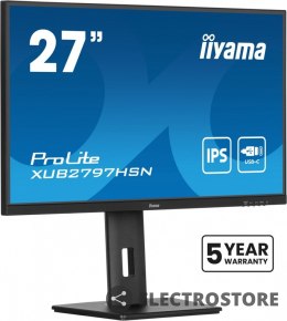 IIYAMA Monitor 27 cali XUB2797HSN-B2 IPS,FHD,USB-C Dock,HAS,300cd /5y/