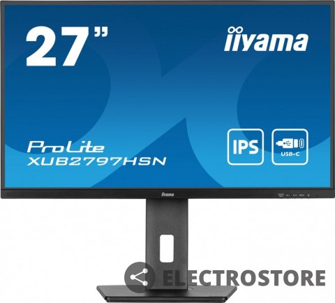 IIYAMA Monitor 27 cali XUB2797HSN-B2 IPS,FHD,USB-C Dock,HAS,300cd /5y/ IIYAMA Monitor 27 cali XUB2797HSN-B2 IPS,FHD,USB-C Dock,HAS,300cd /5y/