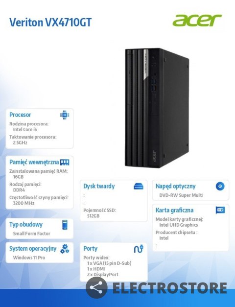Acer Komputer Veriton VX4710GT i5-13400/16GB/512GB/W11P Acer Komputer Veriton VX4710GT i5-13400/16GB/512GB/W11P