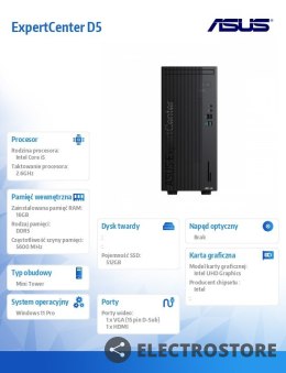 Asus Komputer ExpertCenter D501MER-514500009X i5-14500 16/512/W11 PRO