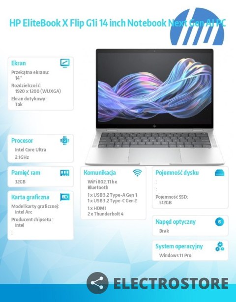 HP Inc. Notebook EliteBook X Flip G1i U5 228V 512GB/32GB/W11P/14.0 B9ZX3ET HP Inc. Notebook EliteBook X Flip G1i U5 228V 512GB/32GB/W11P/14.0 B9ZX3ET