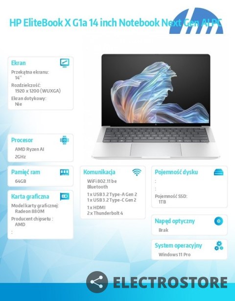HP Inc. Notebook EliteBook X G1a AI7P360 1TB/64GB/W11P/14.0 B9ZX0ET HP Inc. Notebook EliteBook X G1a AI7P360 1TB/64GB/W11P/14.0 B9ZX0ET