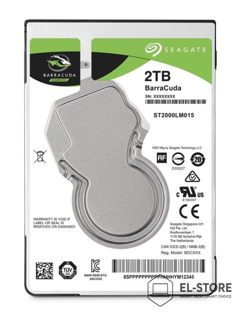 Seagate Dysk HDD Seagate Barracuda ST2000LM015 (2 TB ; 2.5"; 128 MB; 5400 obr/min)