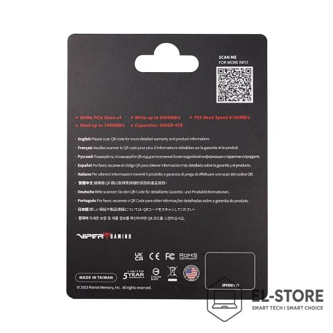 Patriot Memory Patriot Viper VP4300L M.2 PCI-Ex4 NVMe 2TB 7.2 / 6.