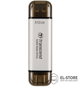 Transcend Transcend ESD310 512 GB USB Type-A na USB Type-C 3.2 Gen 2 (3.1 Gen 2) Srebrny