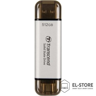 Transcend Transcend ESD310 512 GB USB Type-A na USB Type-C 3.2 Gen 2 (3.1 Gen 2) Srebrny