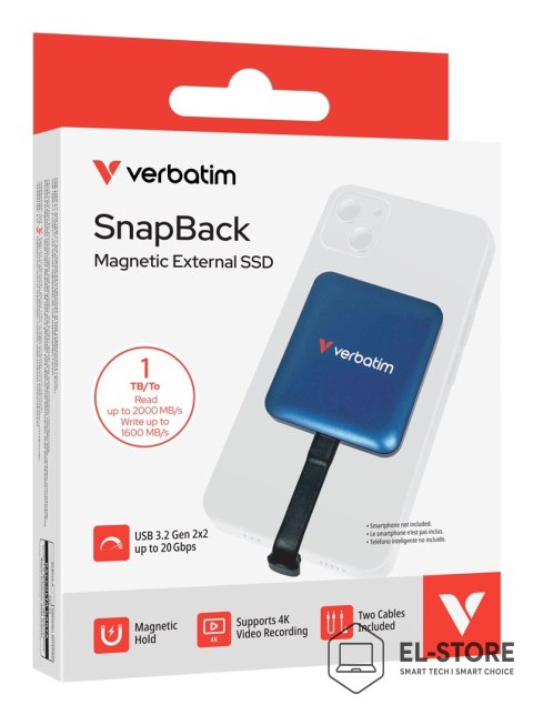 Verbatim Verbatim SnapBack SSD 1 TB USB Type-C USB 3.2 Gen 2x2 Niebieski