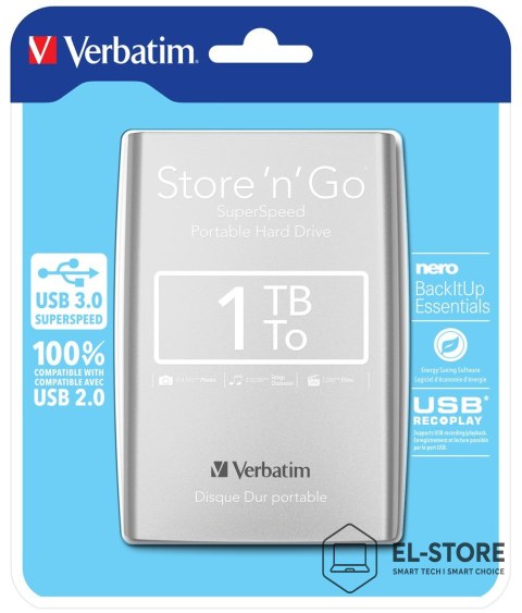 Verbatim Verbatim Store 'n' Go zewnętrzny dysk twarde 1000 GB Srebrny