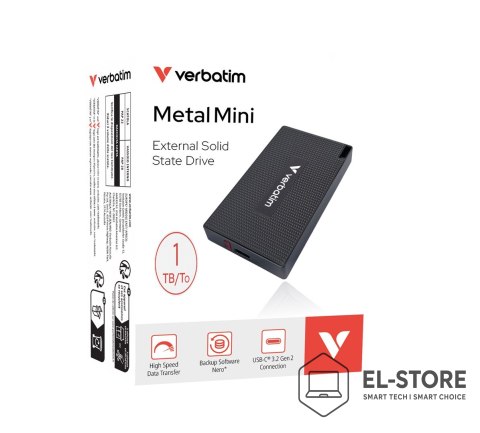 Verbatim Zewnętrzny dysk SSD VERBATIM 32031 1TB USB 3.2 Gen 2x2 Szary