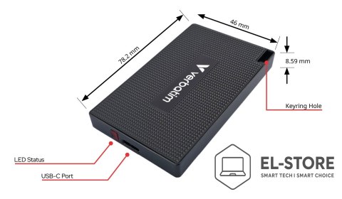 Verbatim Zewnętrzny dysk SSD VERBATIM 32031 1TB USB 3.2 Gen 2x2 Szary
