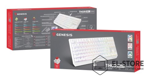 GENESIS GENESIS Thor 230 TKL klawiatura Gaming USB + RF Wireless + Bluetooth QWERTY US English Biały