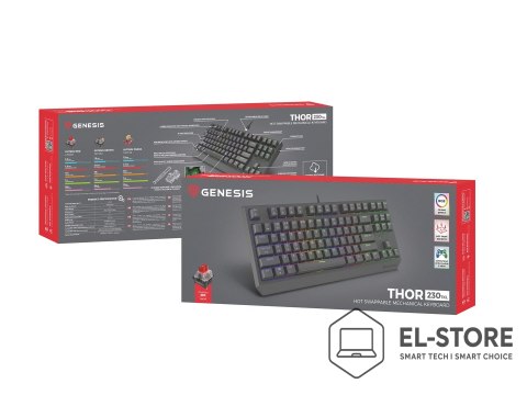 GENESIS Klawiatura GENESIS Thor 230 TKL NKG-2077 Gaming USB QWERTY Czarny