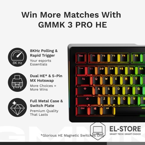 GLORIOUS Glorious Gaming GMMK 3 PRO HE 75% Prebuilt klawiatura USB QWERTY US English Czarny