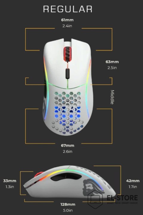 GLORIOUS GLORIOUS MYSZ PC RACE MODEL D GAMING WHITE MATOWA