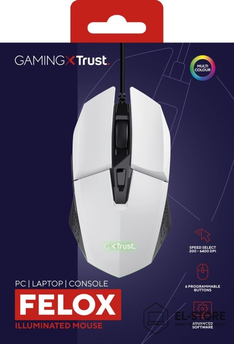 Trust Mysz gamingowa TRUST GXT109P Felox Biała