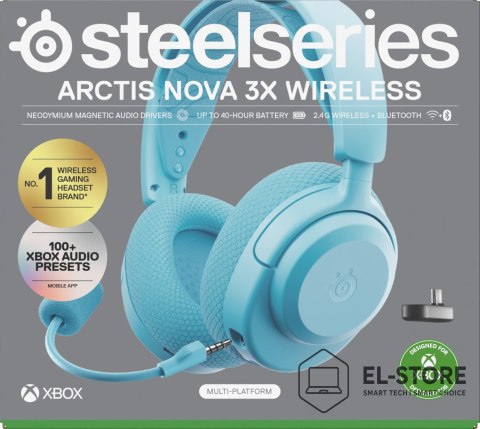 SteelSeries Słuchawki Steelseries Arctis Nova 3X Wireless for Xbox, Aqua