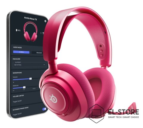 SteelSeries Steelseries Arctis Nova 7X Gen 2 Zestaw słuchawkowy Bezprzewodowy Opaska na głowę Gaming Bluetooth Purpurowy