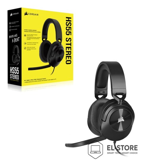 Corsair Corsair HS55 STEREO Zestaw słuchawkowy Przewodowa Ręczny Gaming Węgiel