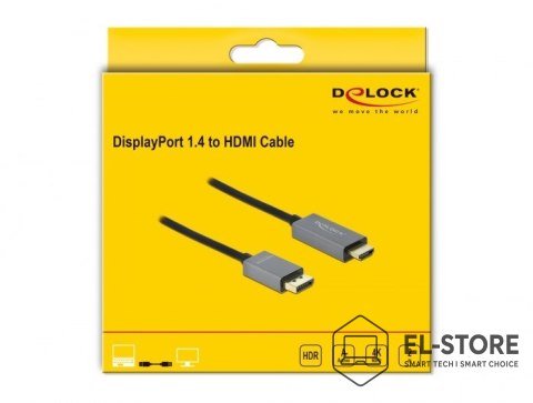 DELOCK DeLOCK Aktywny DisplayPort 1.4 do kabla HDMI 4K 60 Hz (HDR), 2 m