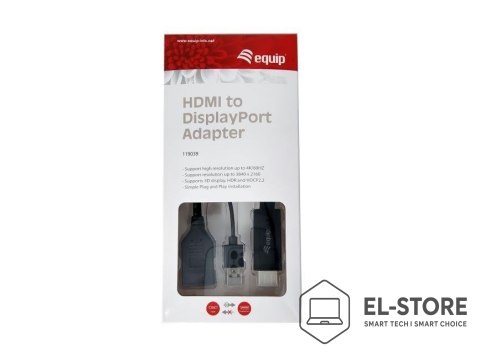 EQUIP Equip 119039 adapter kablowy 0,15 m HDMI Typu A (Standard) DisplayPort Czarny