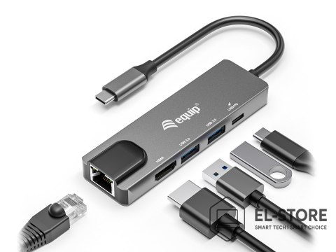 EQUIP Equip 133489 stacja dokująca Przewodowa USB 3.2 Gen 1 (3.1 Gen 1) Type-C Szary