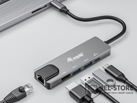 EQUIP Equip 133489 stacja dokująca Przewodowa USB 3.2 Gen 1 (3.1 Gen 1) Type-C Szary