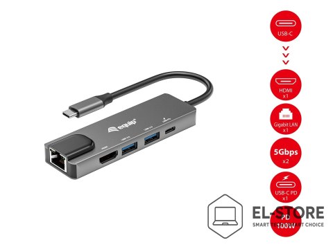 EQUIP Equip 133489 stacja dokująca Przewodowa USB 3.2 Gen 1 (3.1 Gen 1) Type-C Szary