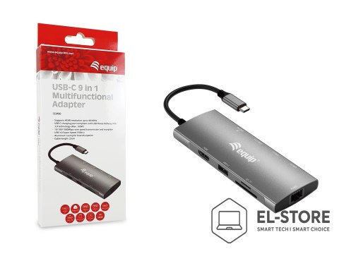EQUIP Equip 133490 stacja dokująca Przewodowa USB 3.2 Gen 1 (3.1 Gen 1) Type-C Szary