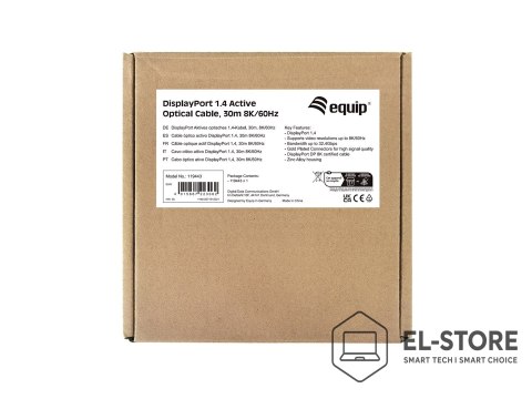 EQUIP Kabel DisplayPort - DisplayPort (M) do DisplayPort (M) - DisplayPort 1.4 - 30.0m - Aktywny, Obsługuje 8K 30 Hz (7680 x 4320) - (