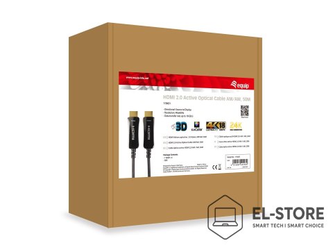 EQUIP Wyposażenie HDMI HS Ethernet 2.0 18Gb AOC 4K/60Hz 50.00m