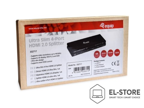 EQUIP Wyposażenie Rozdzielacz wideo HDMI 4x HDMI (332717)