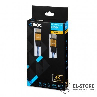 IBOX Kabel IBOX HD04 ULTRAHD 4K 1,5M V2.0 ITVFHD04 (HDMI M - HDMI M; 1,5m; kolor niebieski)