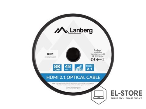 Lanberg LANBERG KABEL HDMI M/M V2.1 80M 8K OPTYCZNY AOC CA-HDMI-30FB-0800-BK