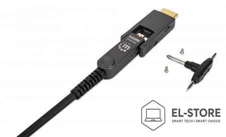 Manhattan Kabel światłowodowy MANHATTAN Active High Speed HDMI z odłączanym złączem 4K@60Hz UHD, HDMI męski na Micro HDMI męski (typ D) i 