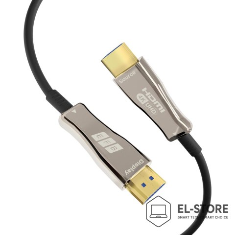 No name EFB Elektronik HDMI-20-00008 kabel HDMI 20 m HDMI Typu A (Standard) Czarny, Stal nierdzewna