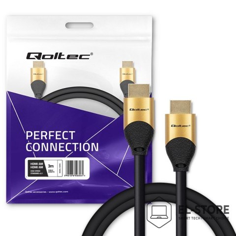 Qoltec QOLTEC KABEL HDMI V2.1 ULTRA HIGH SPEED 8K | 60HZ | 28AWG | GOLD | 3M