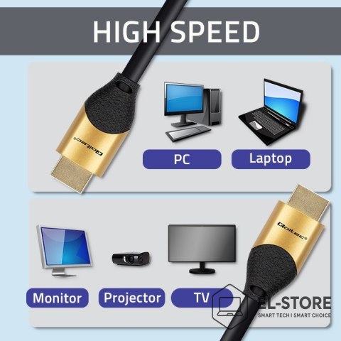 Qoltec QOLTEC KABEL HDMI V2.1 ULTRA HIGH SPEED 8K | 60HZ | 30AWG | GOLD