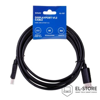 SAVIO Kabel SAVIO CL-137 (DisplayPort M - DisplayPort M; 3m; kolor czarny)