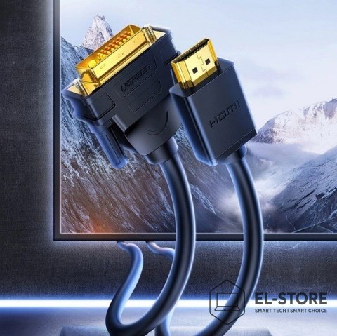 UGREEN Ugreen kabel HD106 DVI 24+1 pin/HDMI FHD 60Hz 1.5m (czarny)