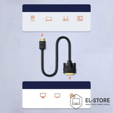 UGREEN Ugreen kabel HD106 DVI 24+1 pin/HDMI FHD 60Hz 1.5m (czarny)